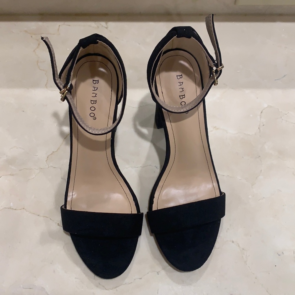 4” Black Open-Toed Heels